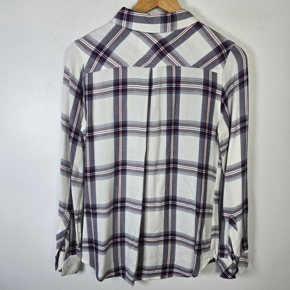 Rails Hunter White/Scarlet Plaid Button Down Shirt Women's Small White Red Blue - Picture 2 of 5